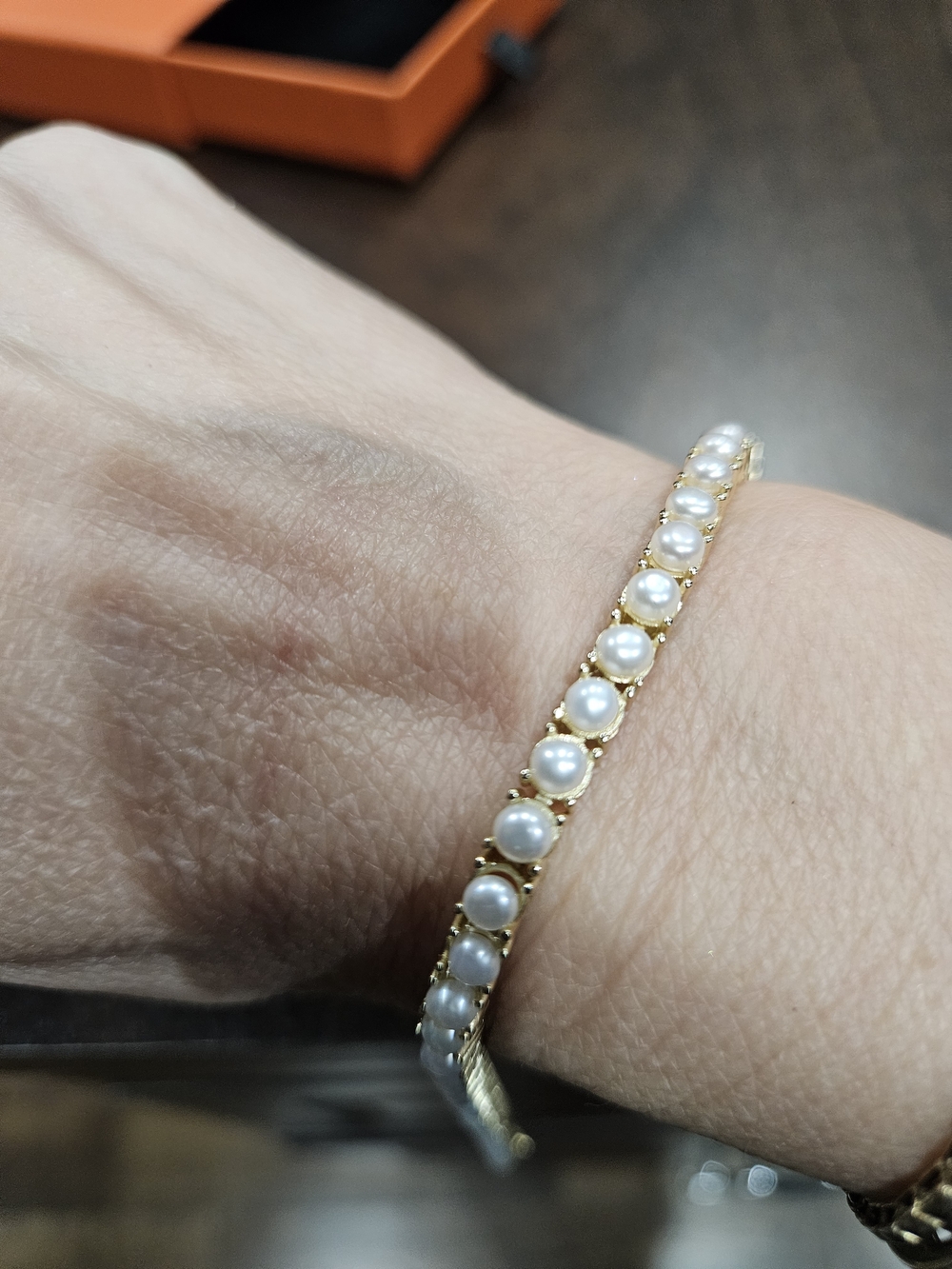 Gold Pearl Link Bracelet - Women Jewelry